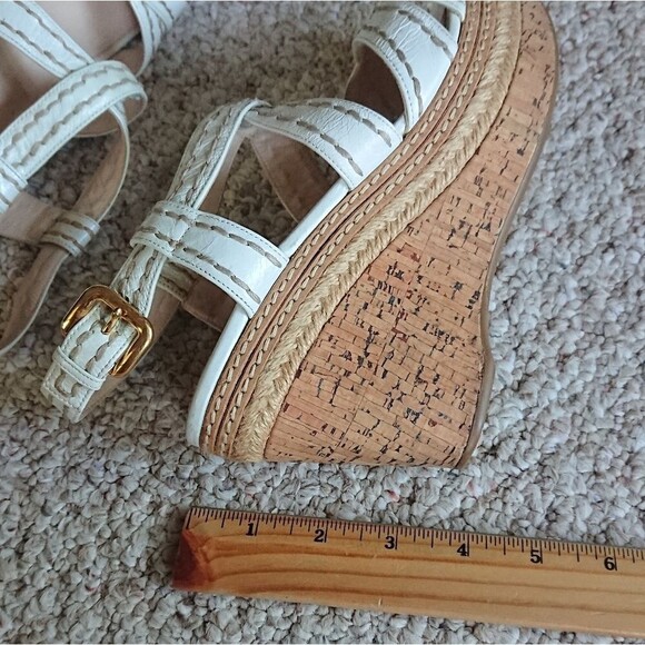 Prada White leather criss cross Wedges Sandals size 36.5 - Picture 14 of 16